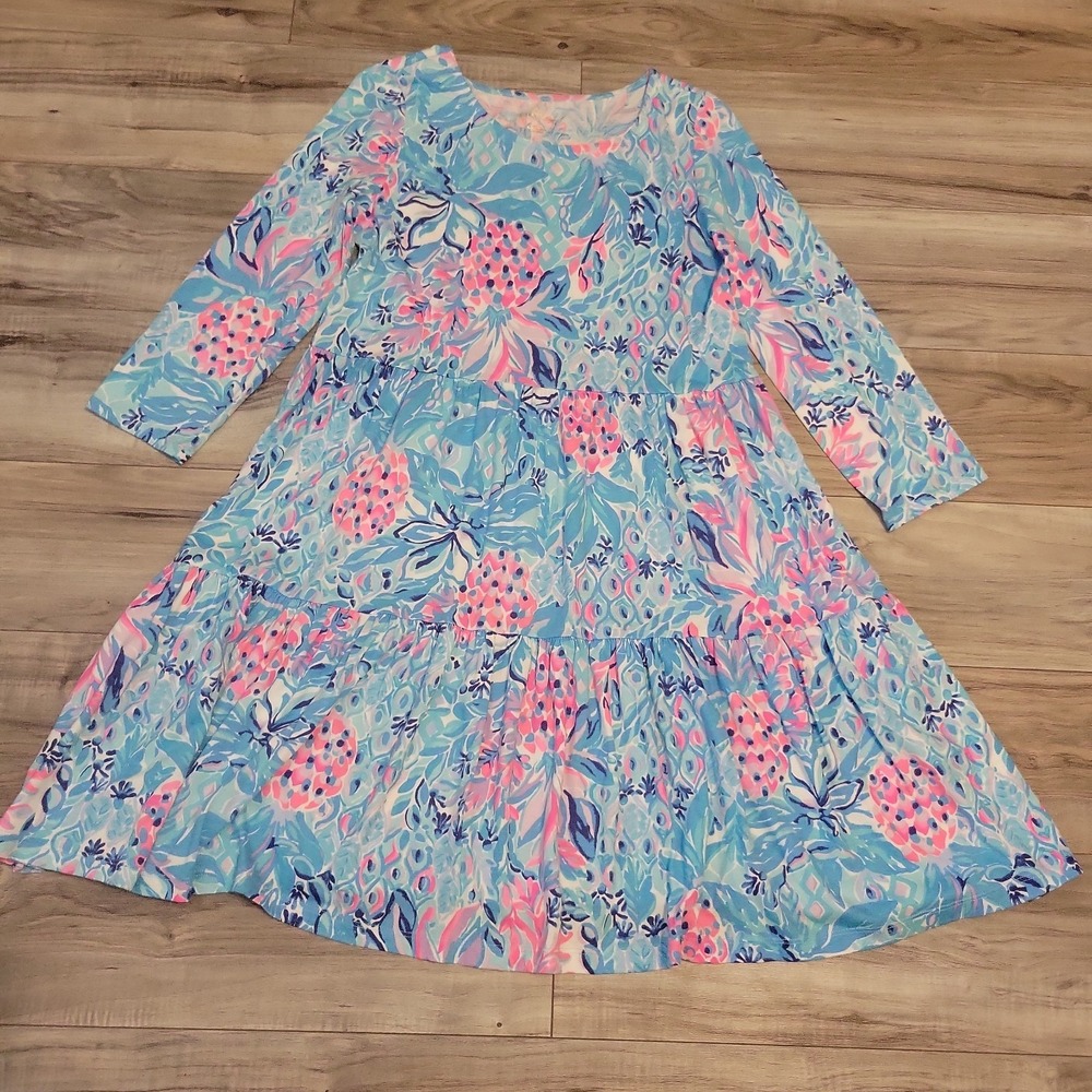 Lilly Pulitzer Geanna Swing Mini Dress Printed Ruffle Tiered Cotton S floral - Picture 1 of 7